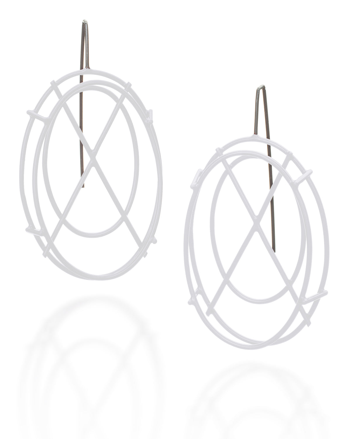 Medium Oval Structure Earrings with X