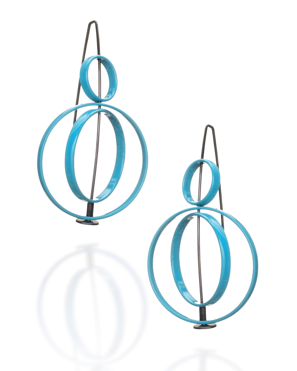 Small Top Moveable 3 Circle Earrings (Solid Color)
