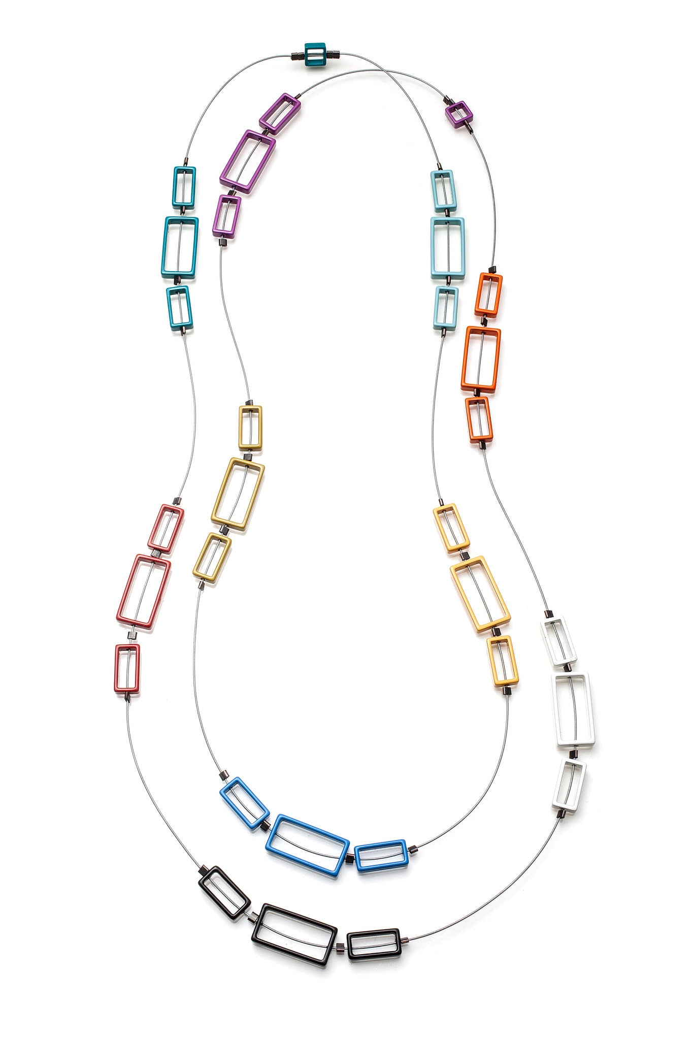 Multi-Colored 3 Rectangle Necklace