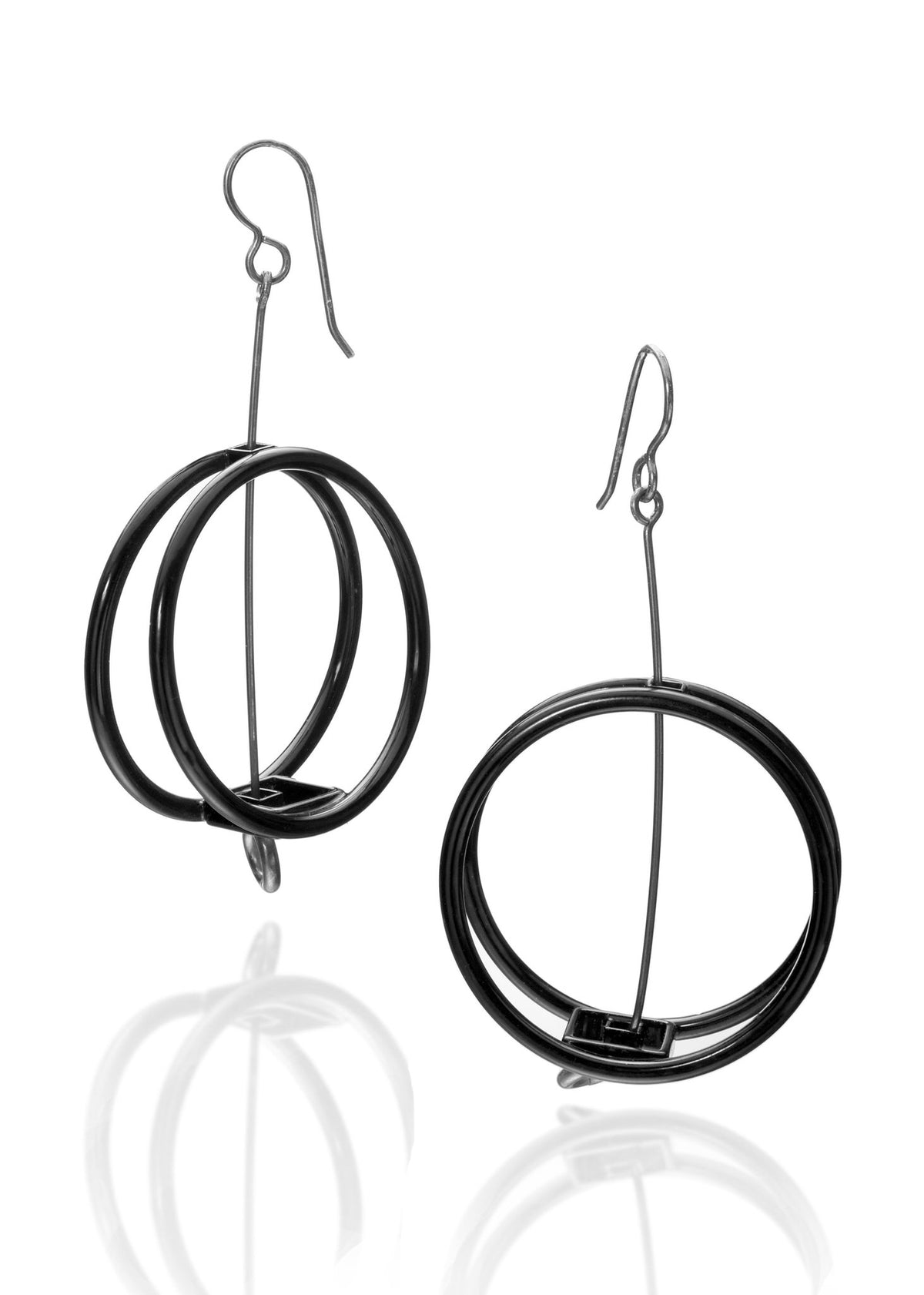 Double Circle Red Structure Earrings