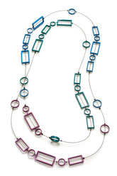 Long Rectangle and Circle Necklace