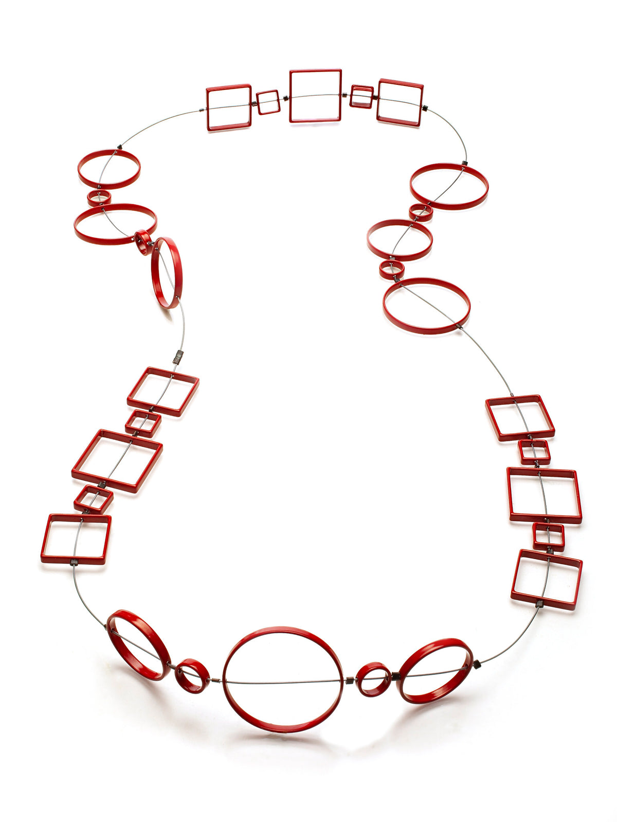 Red Circle and Square Necklace