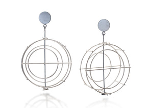 Large Circle Structure Earrings in Sterling