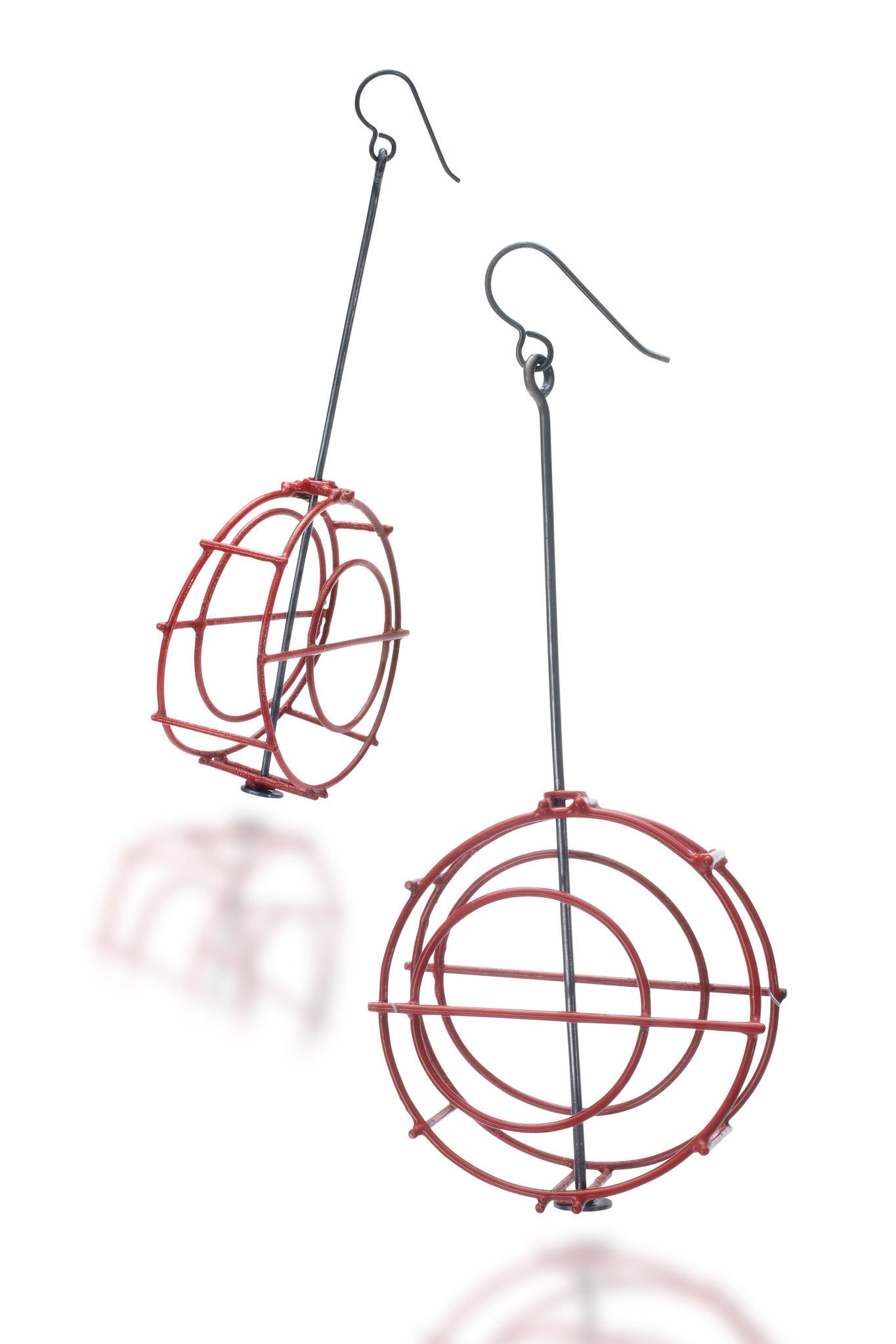 Red Circle Structure Earrings