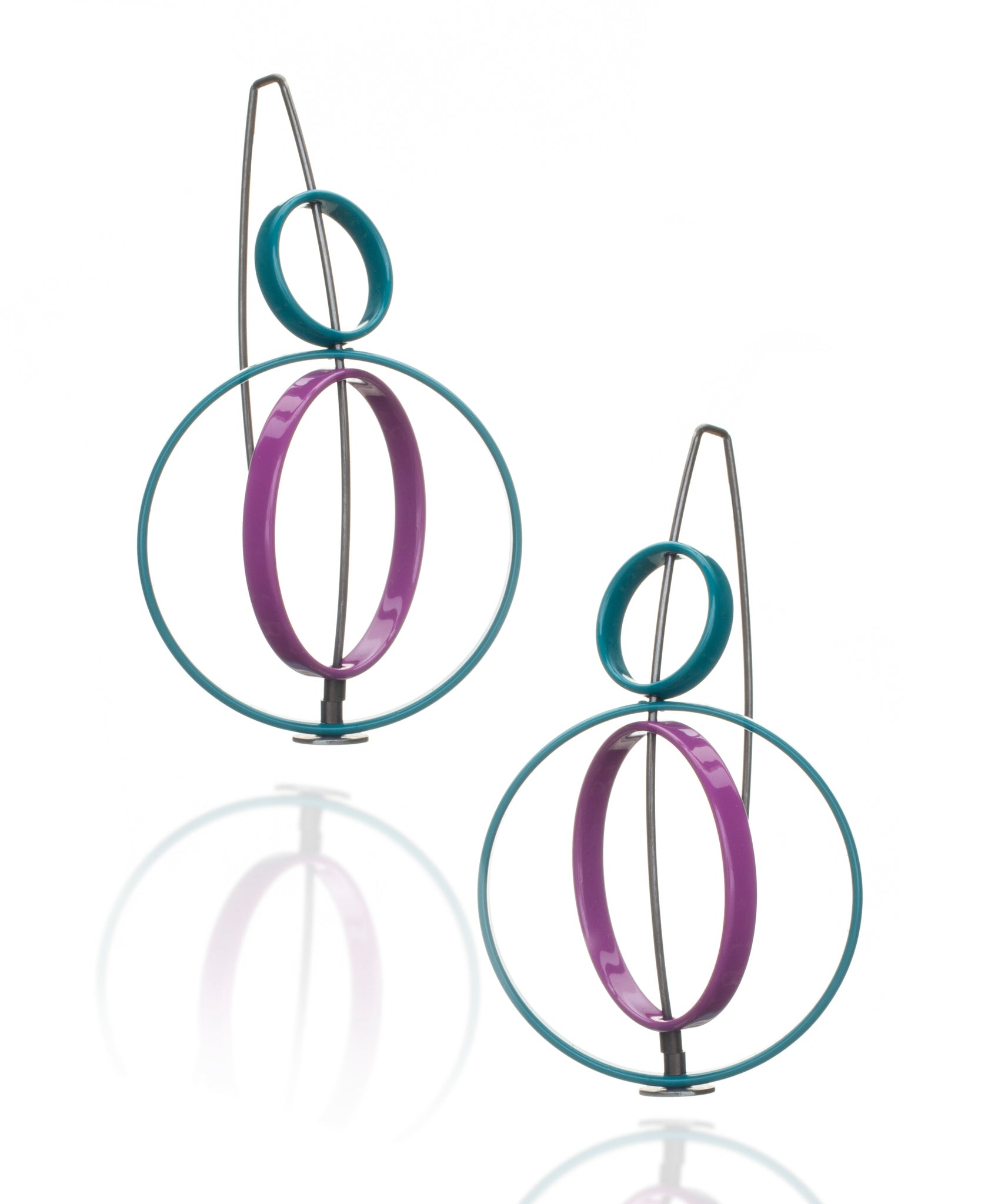 Small Top Moveable 3 Circle Earrings