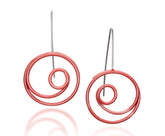 Powder coated in Red w/ oxidized sterling silver ear wires