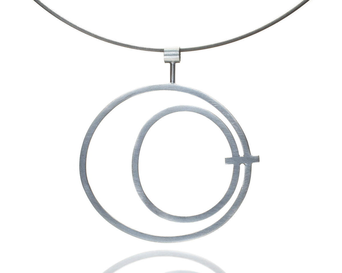 Medium Circle in Circle Pendant on Cable Neck Wire