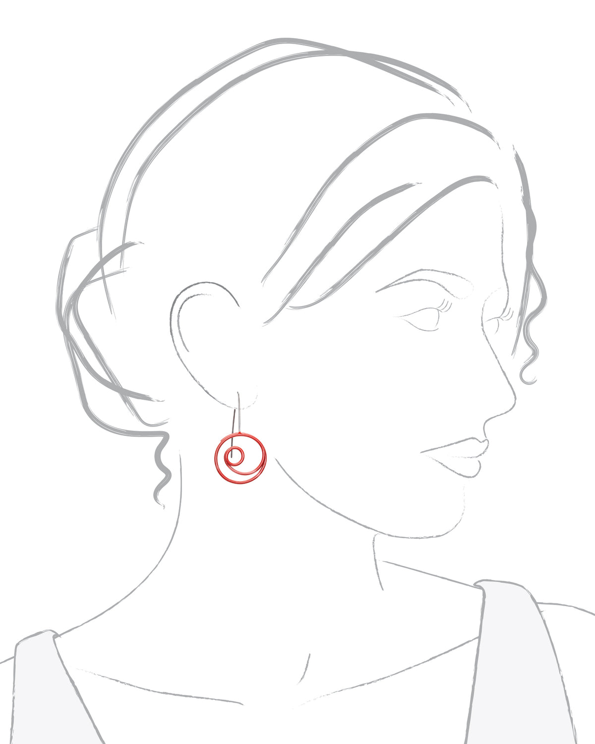 Medium Red Circle in Circle Earrings