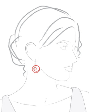Medium Red Circle in Circle Earrings