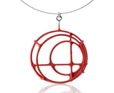 Large Dipped Red Circle Structure Necklace